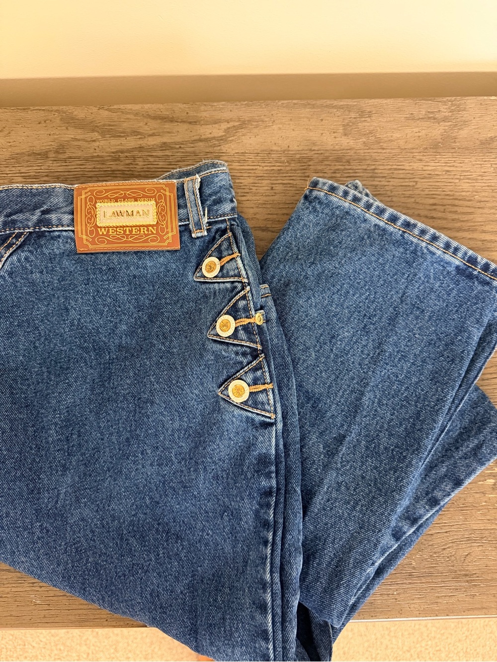 Lawman Western Women's Blue Bootcut Jeans with Side Button Detail